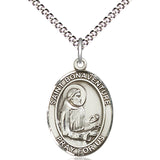 Women's Pewter Oval St. Bonaventure Medal - 18" Rhodium Plated Medium Chain + Clasp