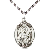 Women's Pewter Oval St. Camillus of Lellis Medal - 18" Rhodium Plated Medium Chain + Clasp