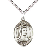 Women's Pewter Oval St. Elizabeth of Hungary Medal - 18" Rhodium Plated Medium Chain + Clasp