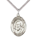 Women's Pewter Oval St. Francis De Sales Medal - 18" Rhodium Plated Medium Chain + Clasp