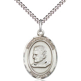 Women's Pewter Oval St. John Bosco Medal - 18" Rhodium Plated Medium Chain + Clasp