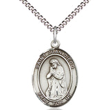 Women's Pewter Oval St. Juan Diego Medal - 18" Rhodium Plated Medium Chain + Clasp