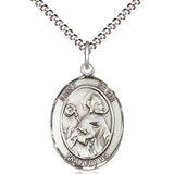 Women's Pewter Oval St. Kevin Medal - 18" Rhodium Plated Medium Chain + Clasp