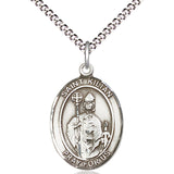 Women's Pewter Oval St. Kilian Medal - 18" Rhodium Plated Medium Chain + Clasp