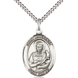 Women's Pewter Oval St. Lawrence Medal - 18" Rhodium Plated Medium Chain + Clasp
