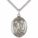 Women's Pewter Oval St. Lazarus Medal - 18" Rhodium Plated Medium Chain + Clasp
