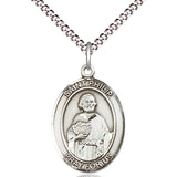 Women's Pewter Oval St. Philip the Apostle Medal - 18" Rhodium Plated Medium Chain + Clasp