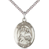 Women's Pewter Oval St. Raphael the Archangel Medal - 18" Rhodium Plated Medium Chain + Clasp