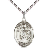 Women's Pewter Oval St. Sebastian Medal - 18" Rhodium Plated Medium Chain + Clasp