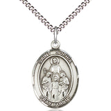 Women's Pewter Oval St. Sophia Medal - 18" Rhodium Plated Medium Chain + Clasp