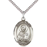 Women's Pewter Oval St. Timothy Medal - 18" Rhodium Plated Medium Chain + Clasp