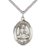Women's Pewter Oval St. Walburga Medal - 18" Rhodium Plated Medium Chain + Clasp