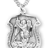 Women's Saint Michael Sterling Silver Police Shield Necklace