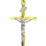 Women's Two Tone 14K Gold over Sterling Silver Risen Sun Crucifix - Two-Tone Gold