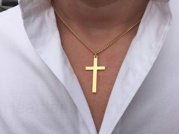 Buy Impon Christian Cross Pendant Gold Design with Long Chain