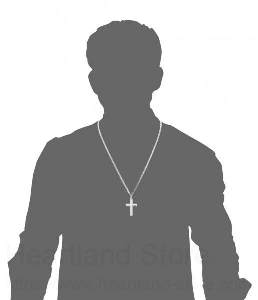 20 inch Mens Sterling Silver Cross Necklace