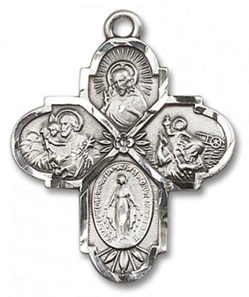 4 Way Cross Pendant, Sterling Silver - No Chain