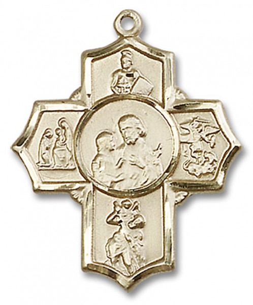5 Way Cross Firefighter Medal, Gold Filled - No Chain