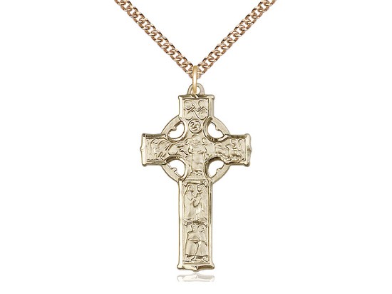 Celtic Cross Pendant, Gold Filled - 24&rdquo; 1.7mm Gold Filled Chain &amp; Clasp