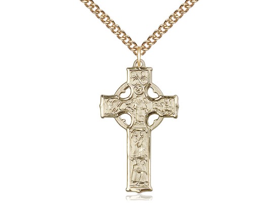 Celtic Cross Pendant, Gold Filled - 24&rdquo; 2.2mm Gold Filled Chain &amp; Clasp