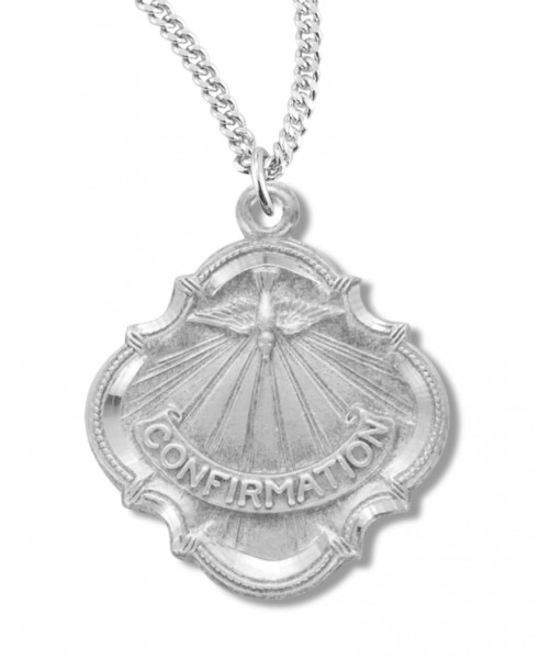 Youth Sterling Silver Baroque Style Confirmation Necklace with Chain - 18&quot; 1.8mm Sterling Silver Chain + Clasp