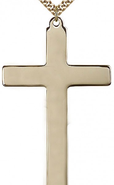 Cross Pendant, Gold Filled - 24&quot; 2.4mm Gold Plated Endless Chain