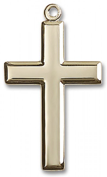 Men's Gold Filled Beveled Edge Cross Pendant - No Chain