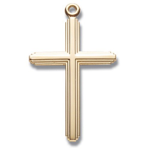Cross Pendant Gold Plated Sterling Silver - Gold-tone