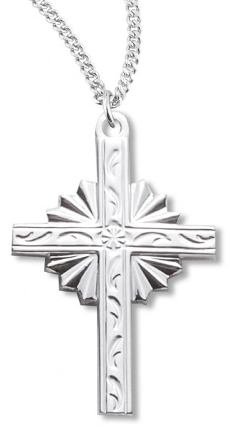 Cross Necklace, Sterling Silver with Chain with Options - 18&quot; 1.8mm Sterling Silver Chain + Clasp
