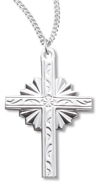 Cross Necklace, Sterling Silver with Chain with Options - 20&quot; 1.8mm Sterling Silver Chain + Clasp