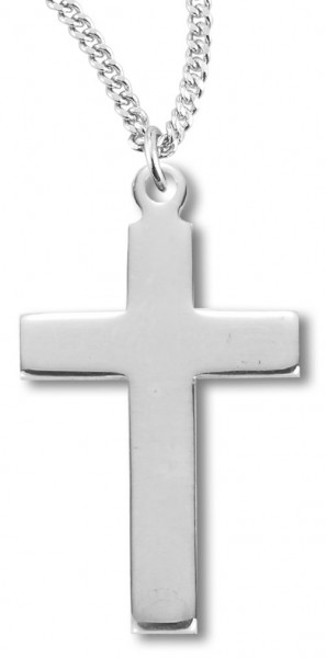 Women's High Polish Cross Necklace, Sterling Silver with Chain Options - 18&quot; 2.2mm Stainless Steel Chain + Clasp