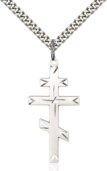 Cross Pendant, Sterling Silver - 24&quot; 2.2mm Sterling Silver Chain + Clasp