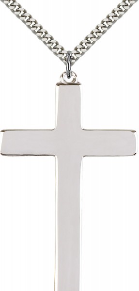 Cross Pendant, Sterling Silver - 24&quot; 2.2mm Sterling Silver Chain + Clasp