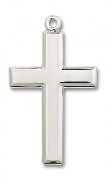 Men's High Polish Sterling Silver Cross Pendant - No Chain