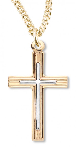 Two Tone Celtic Cross Pendant With Crystals | Celtic Cross Online