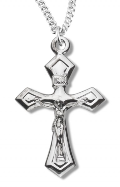 Women's Crucifix Necklace, Sterling Silver with Chain - 20&quot; 2.2mm Stainless Steel Chain with Clasp