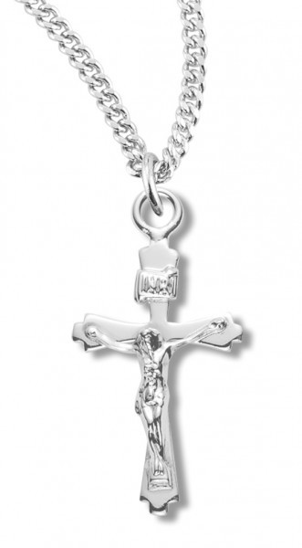 Women's Petite Sterling Silver Crucifix Necklace with Chain Options - 18&quot; 1.8mm Sterling Silver Chain + Clasp