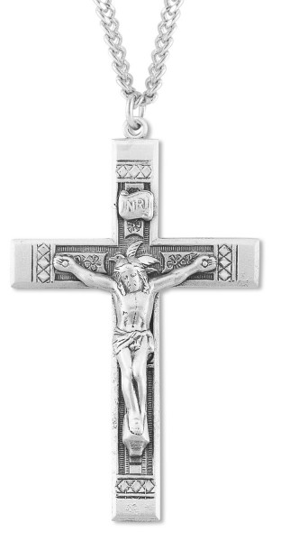 Crucifix with Dove Necklace, Sterling Silver with Chain - Sterling Silver