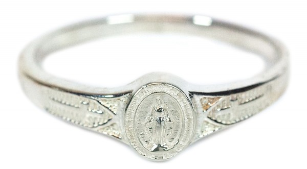 Sterling Silver Miraculous Medal Ring - Sterling Silver