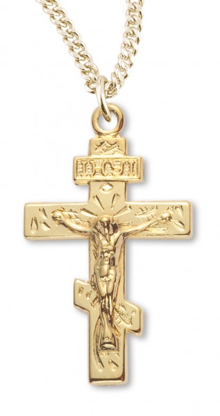 Women's 14kt Karat Gold Over Sterling Silver Greek Crucifix Necklace+ 18 Inch Gold Plated Chain &amp; Clasp - Gold-tone