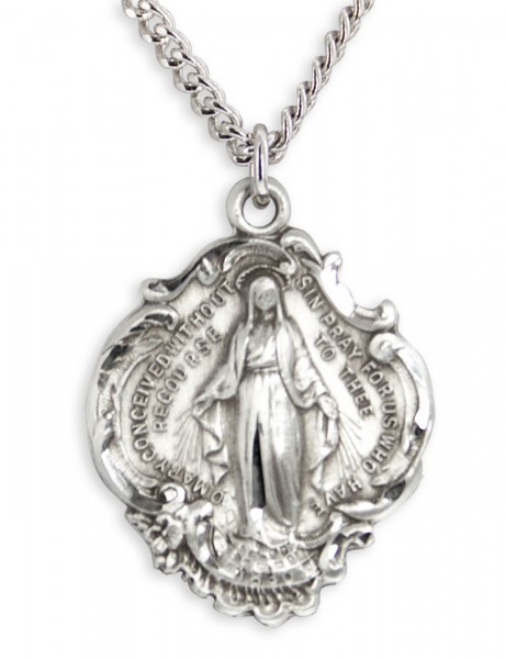 Hail Mary Prayer Sterling Silver Necklace with Chain Options - 20&quot; 1.8mm Sterling Silver Chain + Clasp