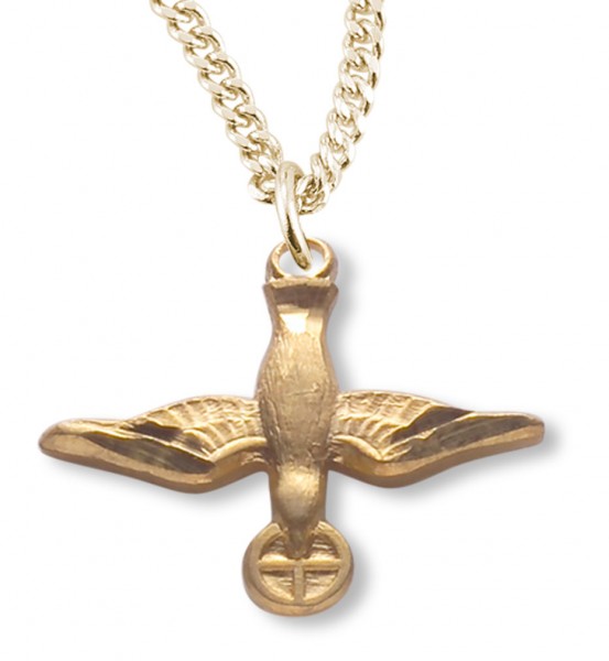 Women's 14kt Gold Over Sterling Silver Dove and Holy Host Necklace + 18 Inch Gold Plated Chain &amp; Clasp - Gold-tone
