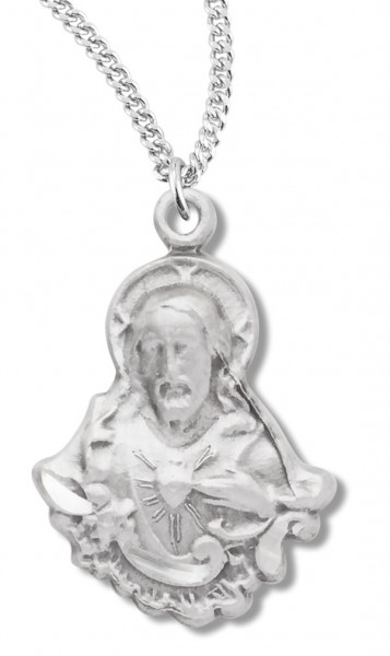 Women's Jesus Charm Necklace, Sterling Silver with Chain Options - 18&quot; 1.8mm Sterling Silver Chain + Clasp