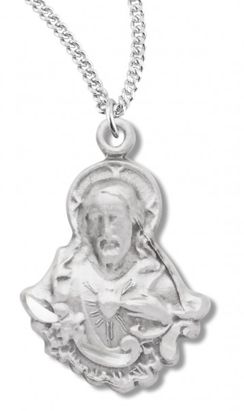 Women's Jesus Charm Necklace, Sterling Silver with Chain Options - 20&quot; 2.25mm Rhodium Plated Chain with Clasp