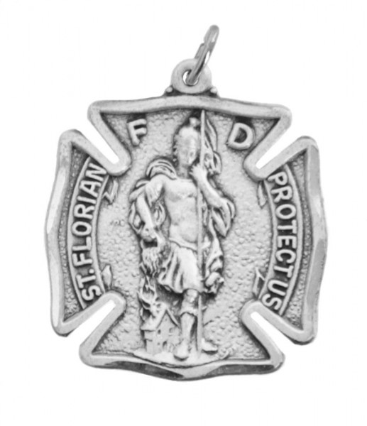 Men's Sized Sterling Silver Saint Florian Firefighter Medal - No Chain