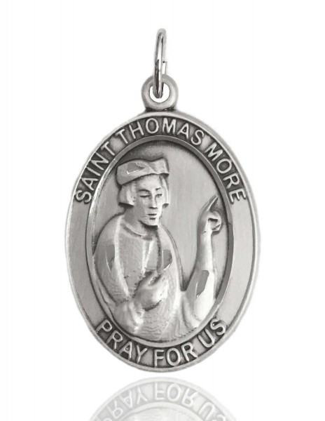Men's Sterling Silver Oval St. Thomas More Medal - No Chain