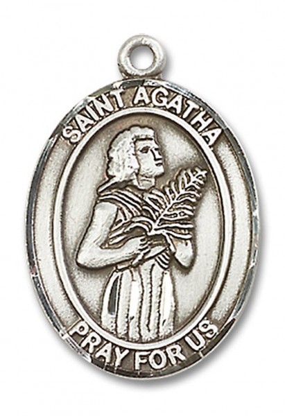Men's Sterling Silver Saint Agatha Oval Medal - No Chain