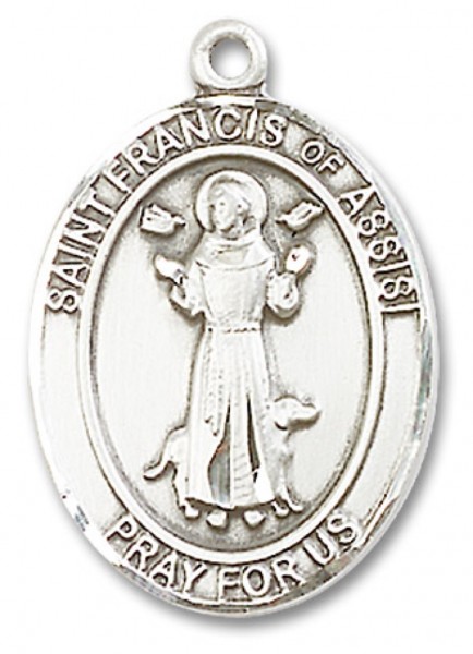 Men's Sterling Silver Saint Francis of Assisi Medal - No Chain