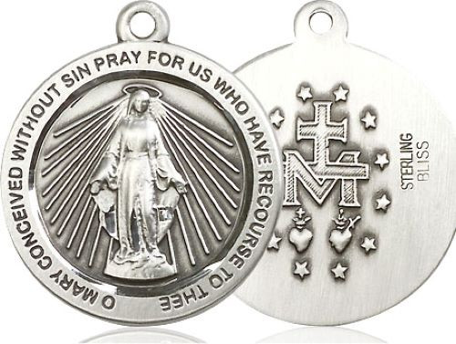 Miraculous Medal, Sterling Silver - No Chain