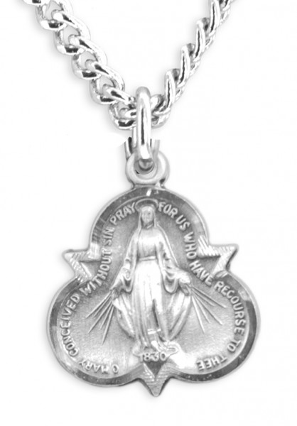 Women's Sterling Silver Miraculous Trinity Necklace with Chain Options - 18&quot; 1.8mm Sterling Silver Chain + Clasp